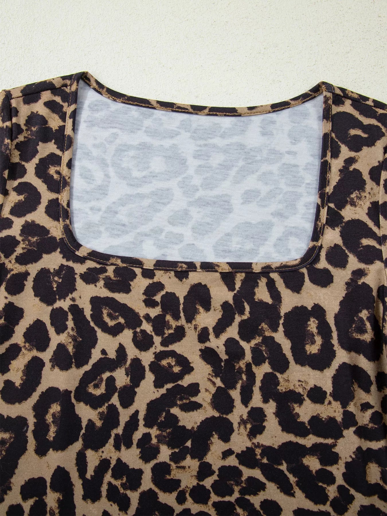 Leopard Print Top - Square Neck Long Sleeve Going Out - Fashions Envy