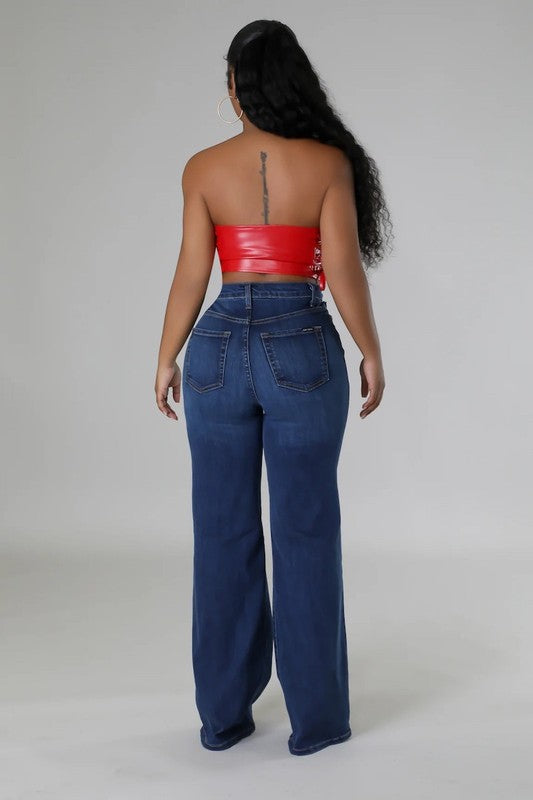 Jade Wide Leg Jeans in Dark Denim