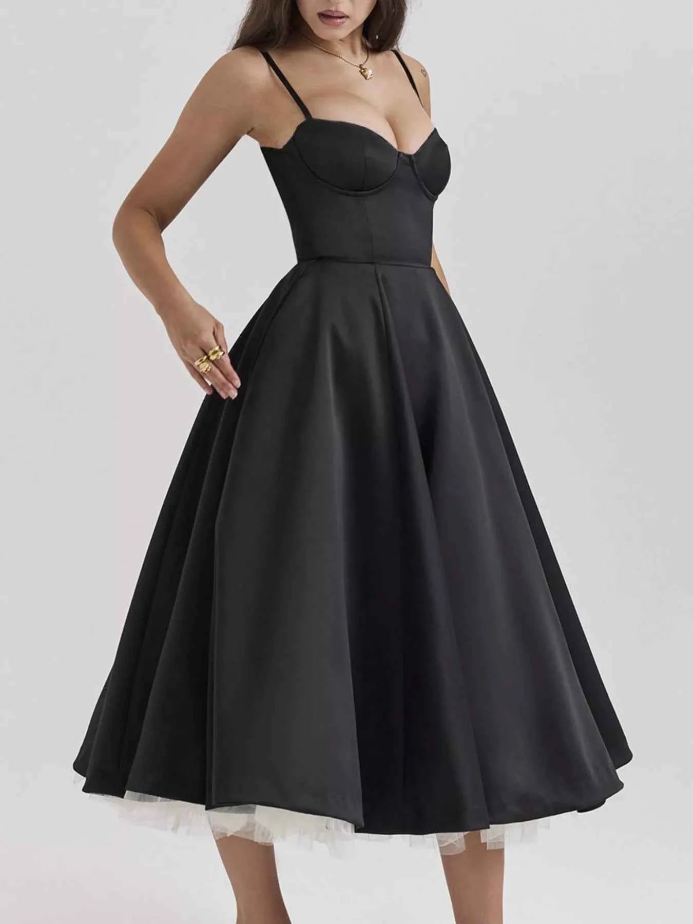 Sweetheart Neck A-Line Midi Dress