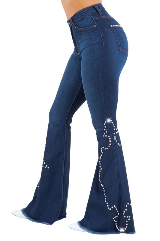 High Rise Santa Fe Bell Bottom Jeans - Inseam 32"