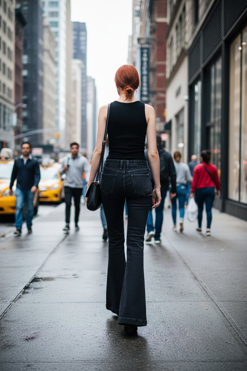 Bow-Tie High-Waisted Flare Jeans