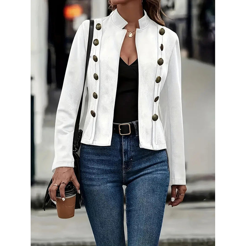 Women's Faux Suede Notch Lapel Open Front Blazer
