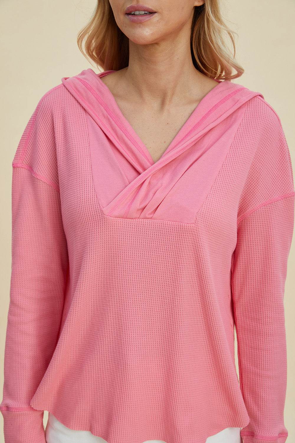 Double Take Full Size High-Low Dropped Shoulder Long Sleeve Hoodie - Fashions Envy