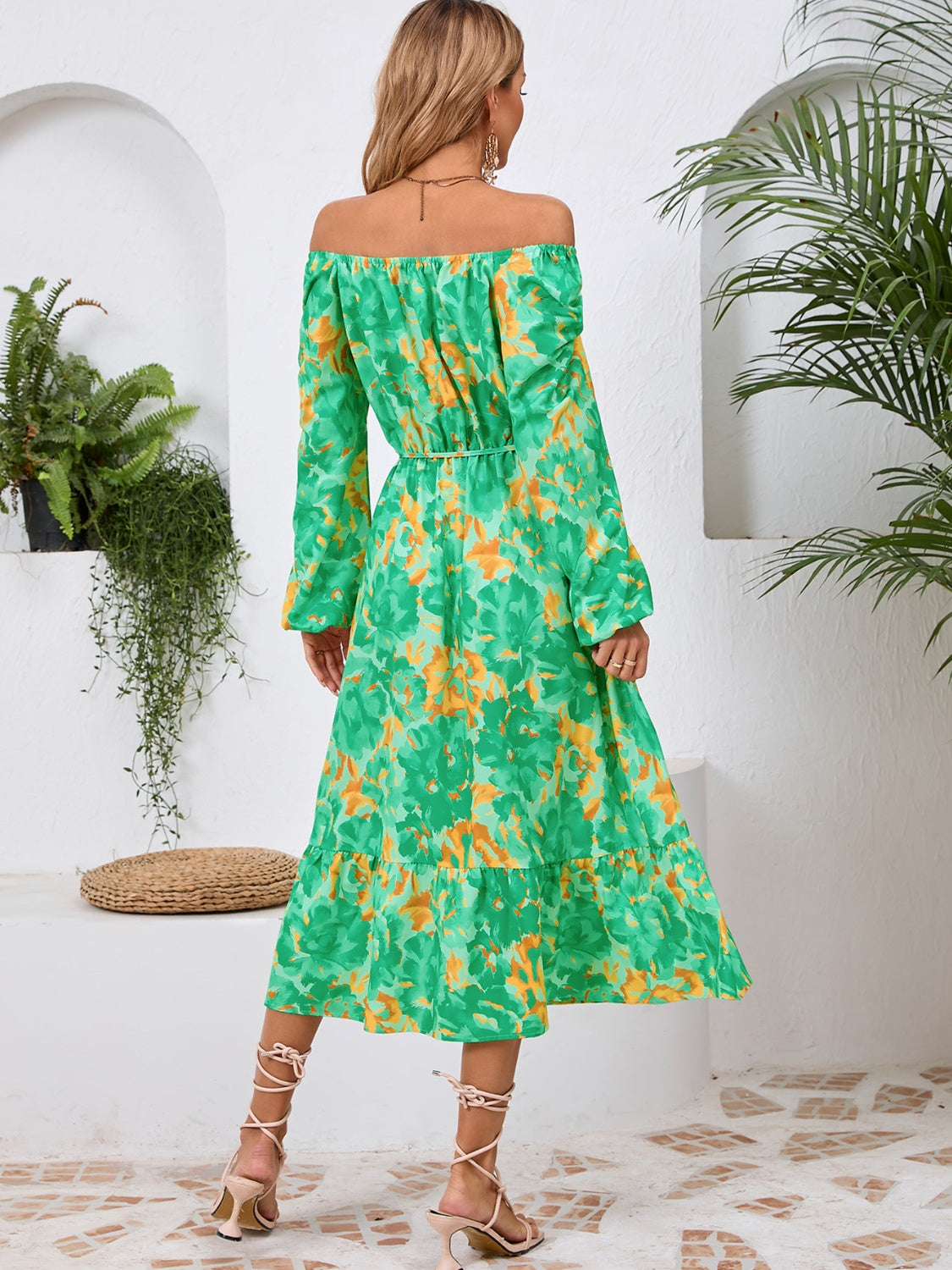 Floral Printed Long Sleeve Midi Dress