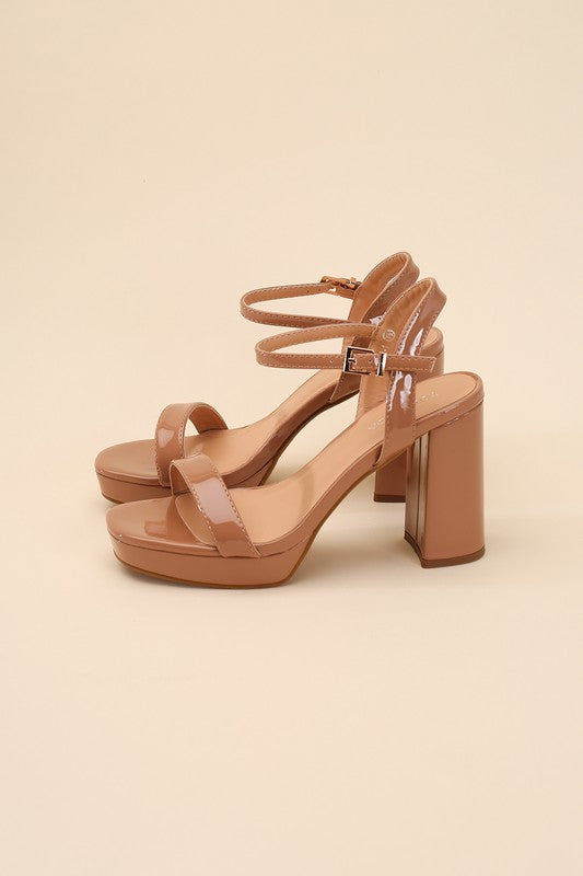 Open Toe Round Front Ankle Strap Heels