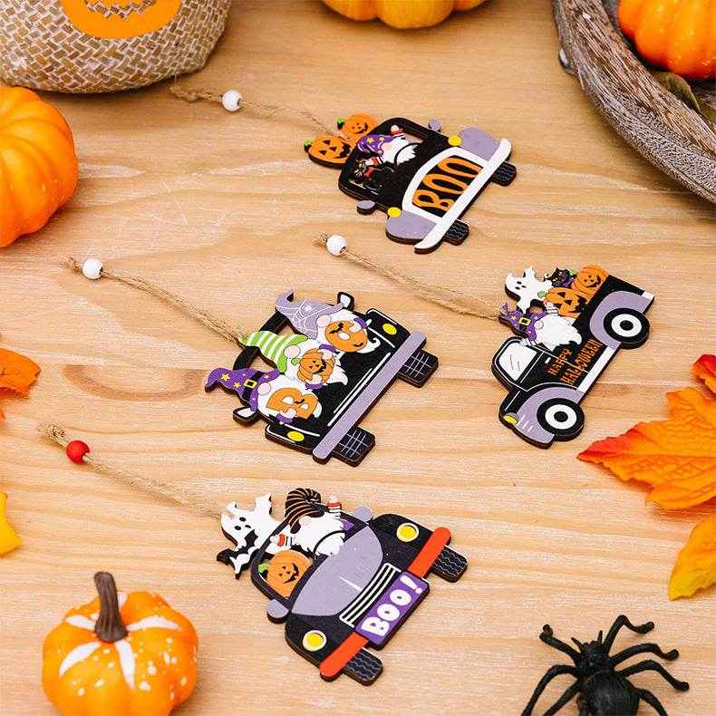 Halloween Element Car-Shape Hanging 4-Piece Widgets
