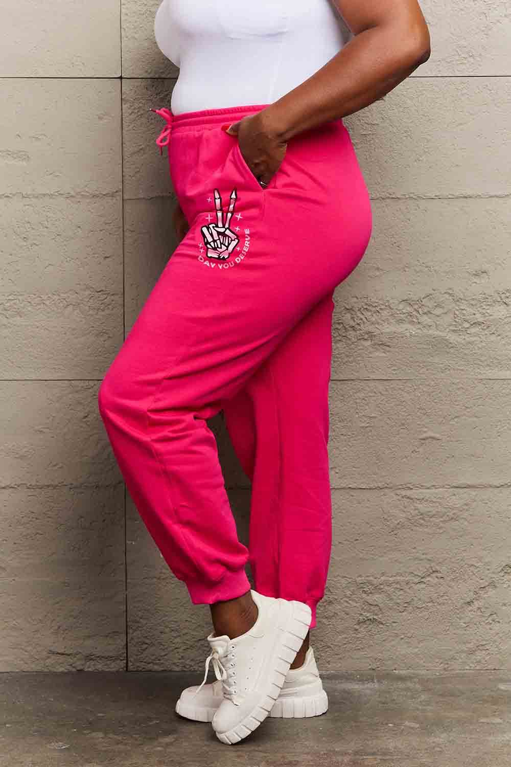 Simply Love Simply Love Full Size Drawstring DAY YOU DESERVE Graphic Long Sweatpants - Fashions Envy