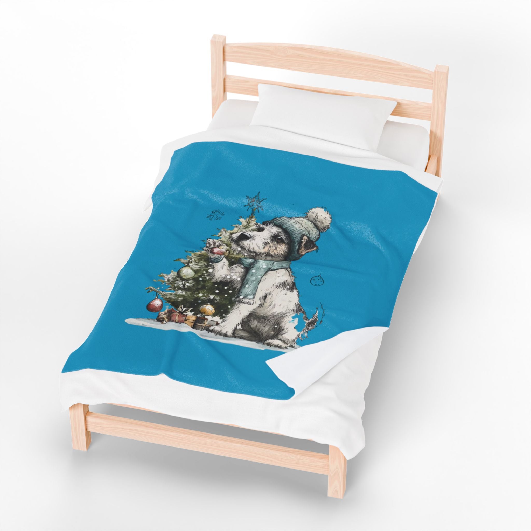 Christmas Puppy Blanket - Cozy Velveteen Throw