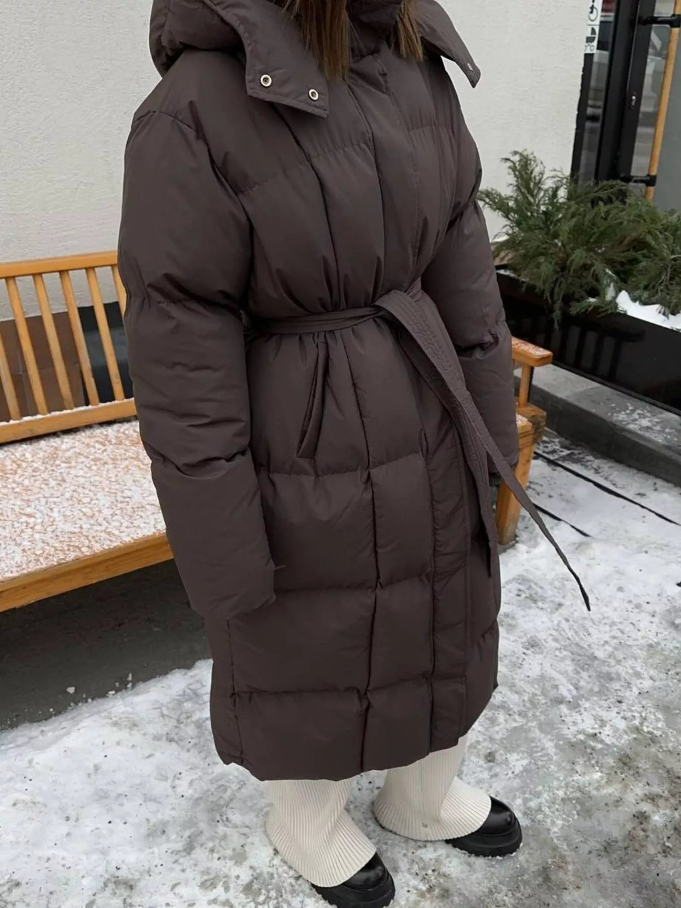 Longline Winter Coat - Padded with Belt - Fashions Envy