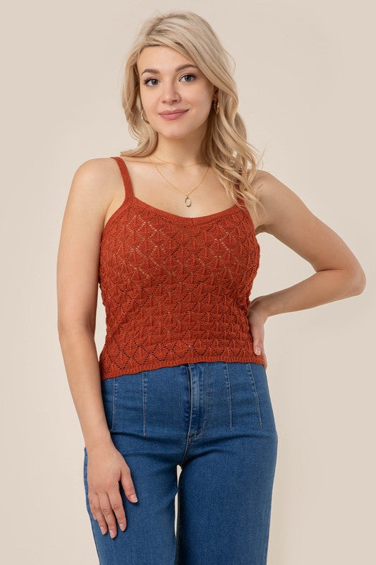 Sleeveless Crochet Knit Tank Top