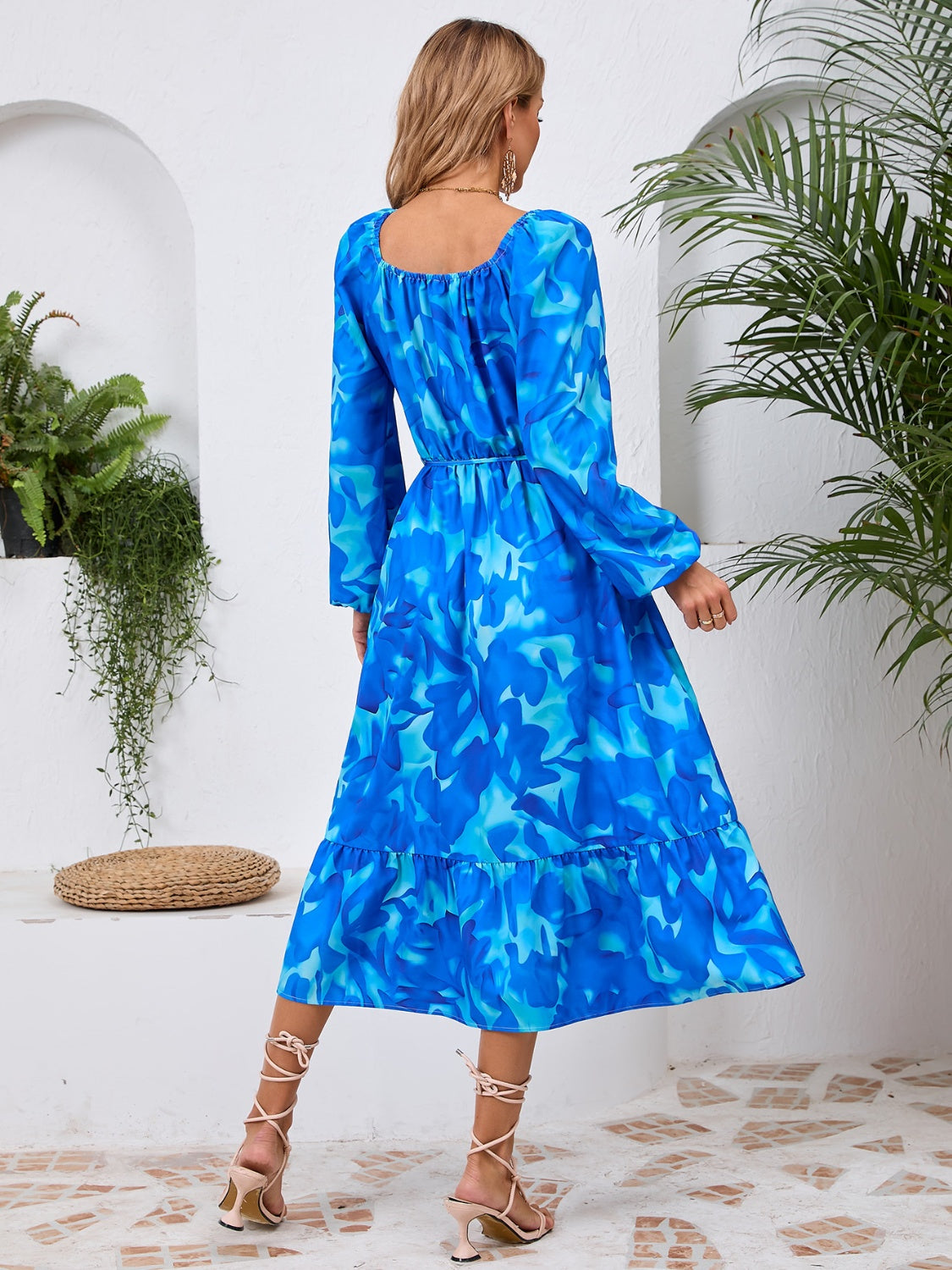 Floral Printed Long Sleeve Midi Dress