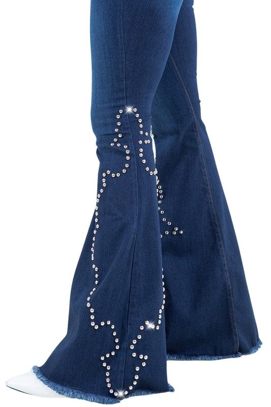 High Rise Santa Fe Bell Bottom Jeans - Inseam 32"