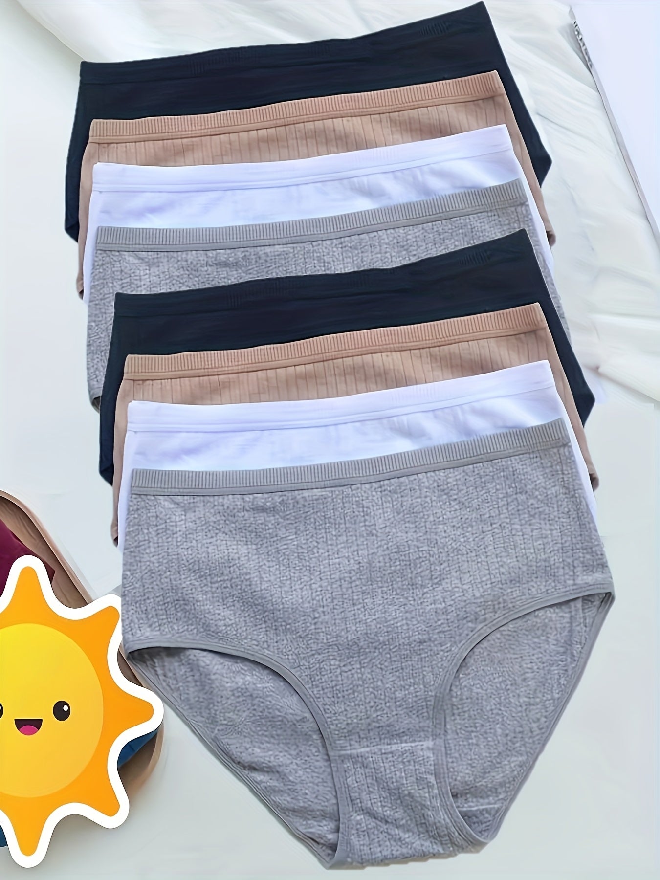 Breathable & Tummy Control High Waist Stretch Briefs - 8pcs