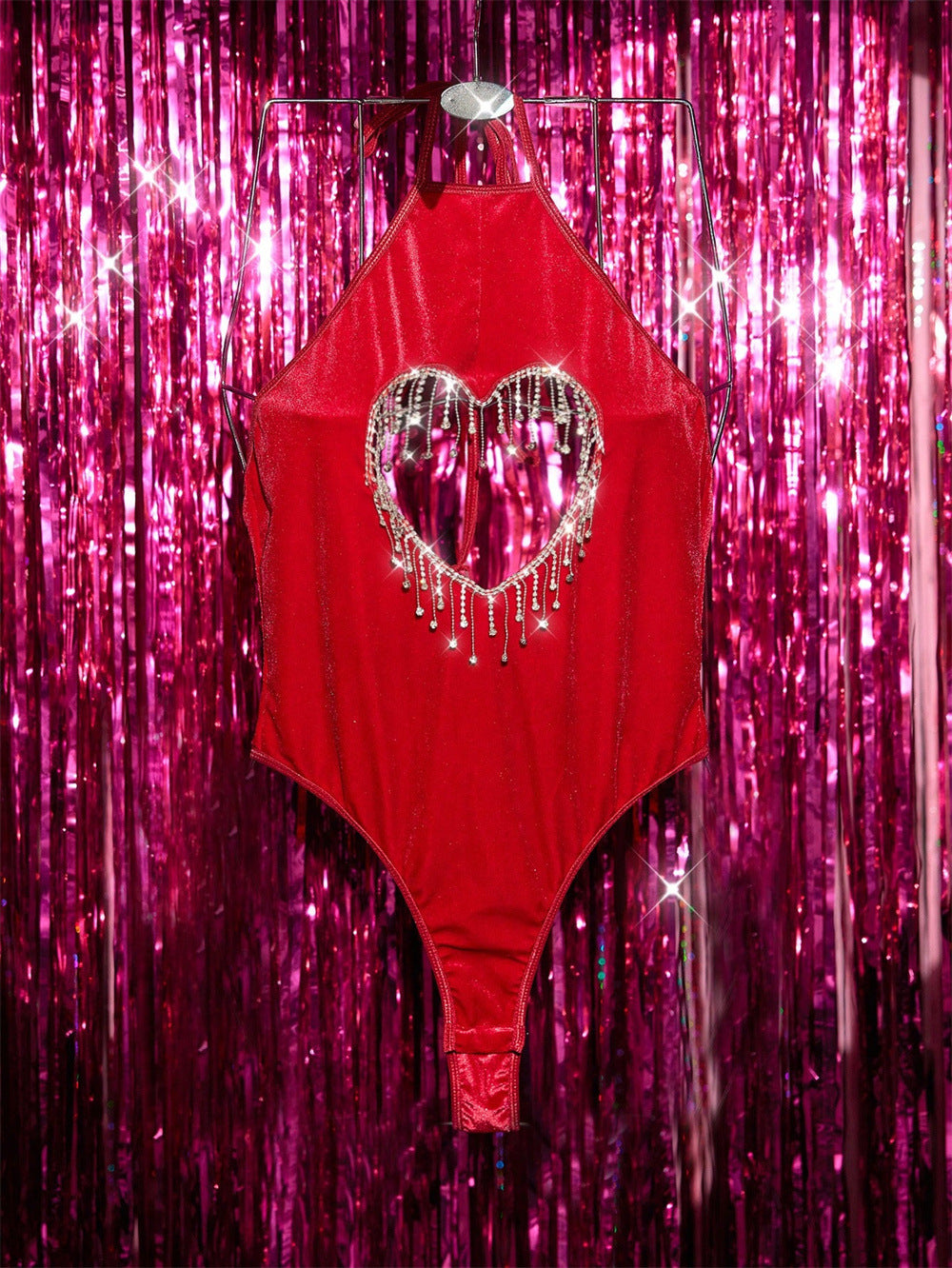 Velvet Bodysuit Lingerie - Halter Neck Cutout Style - Fashions Envy