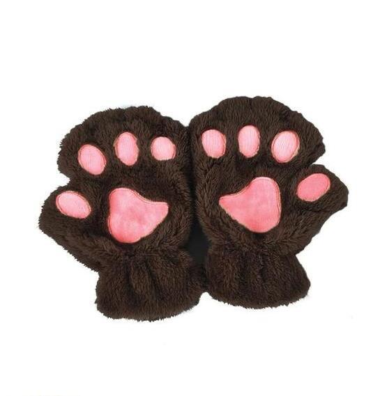 Paw Print Gloves - Cat Claw Winter Fingerless