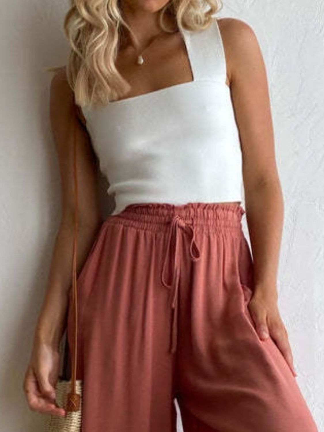 Square Neck Wide Strap Basic Tank Top