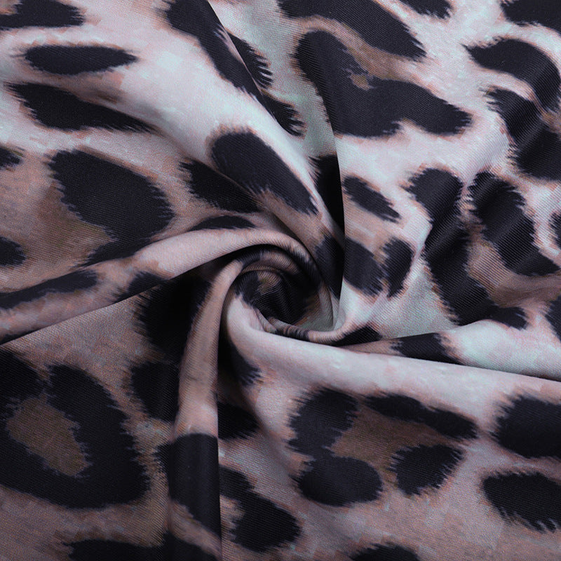 Leopard Print Mini Dress - Casual Sleeveless Round Neck