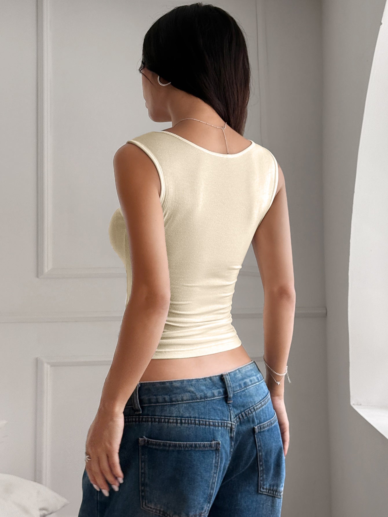 Summer Button-Up Tank Top - Casual Slim Fit