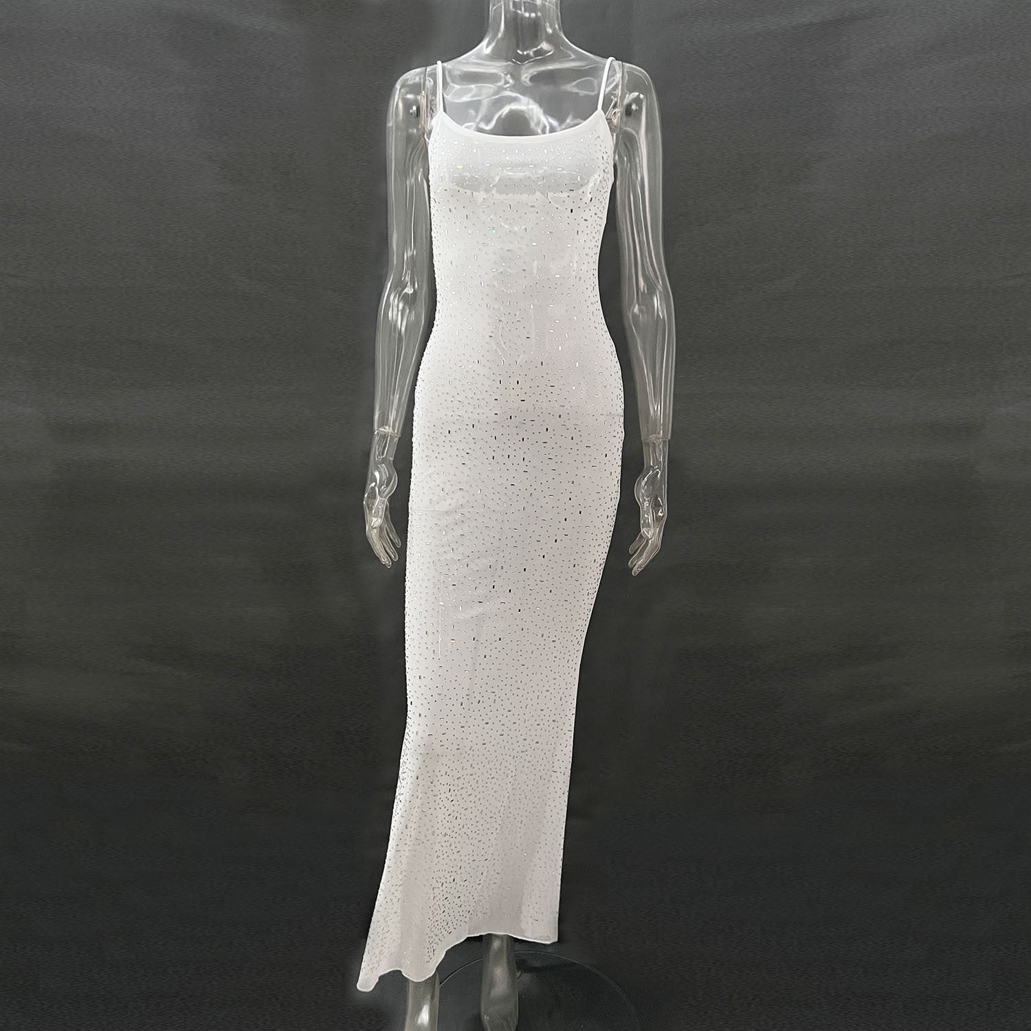 Diamond Mermaid Long Dress - Shiny Suspender Style - Fashions Envy