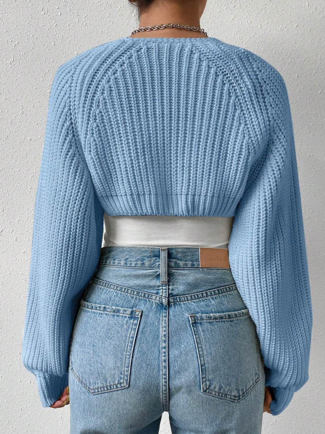 Honey Open Front Long Sleeve Cropped Cardigan - Fashions Envy