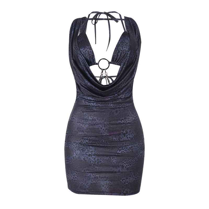 Feminine Cutout Bodycon Mini Dress - Chic Chain Detail