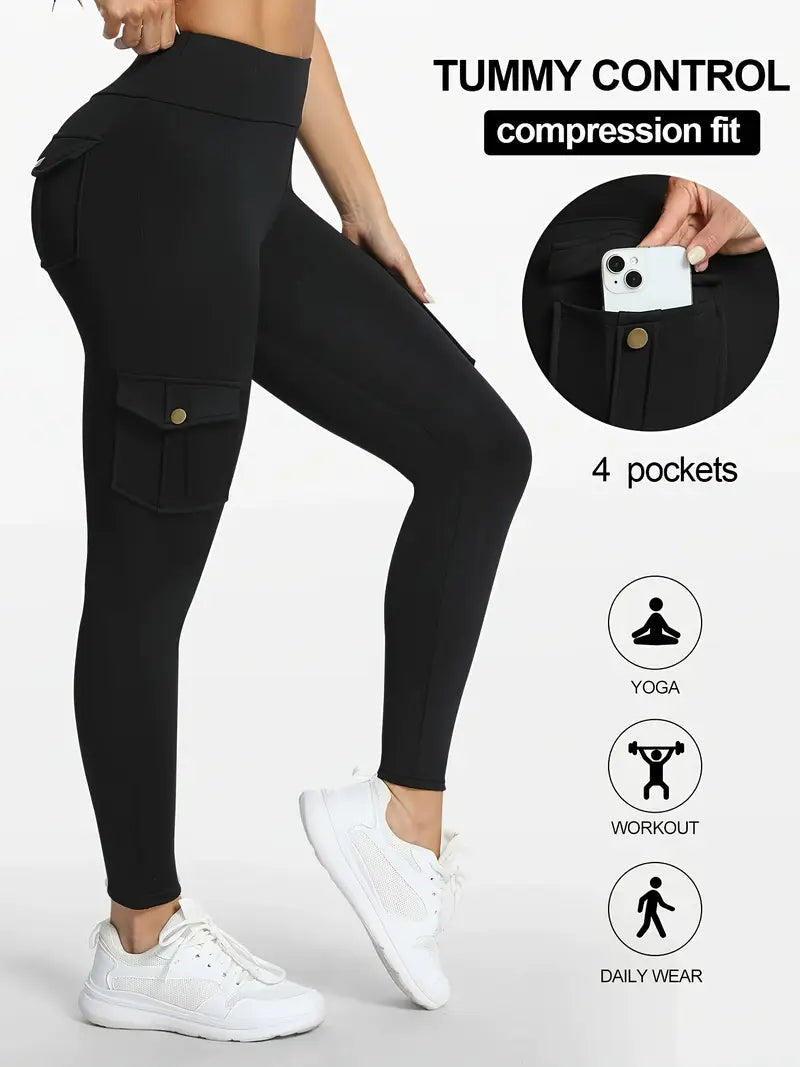 High Waisted Yoga Leggings with Pockets - Elastic Running And Sports Leggings