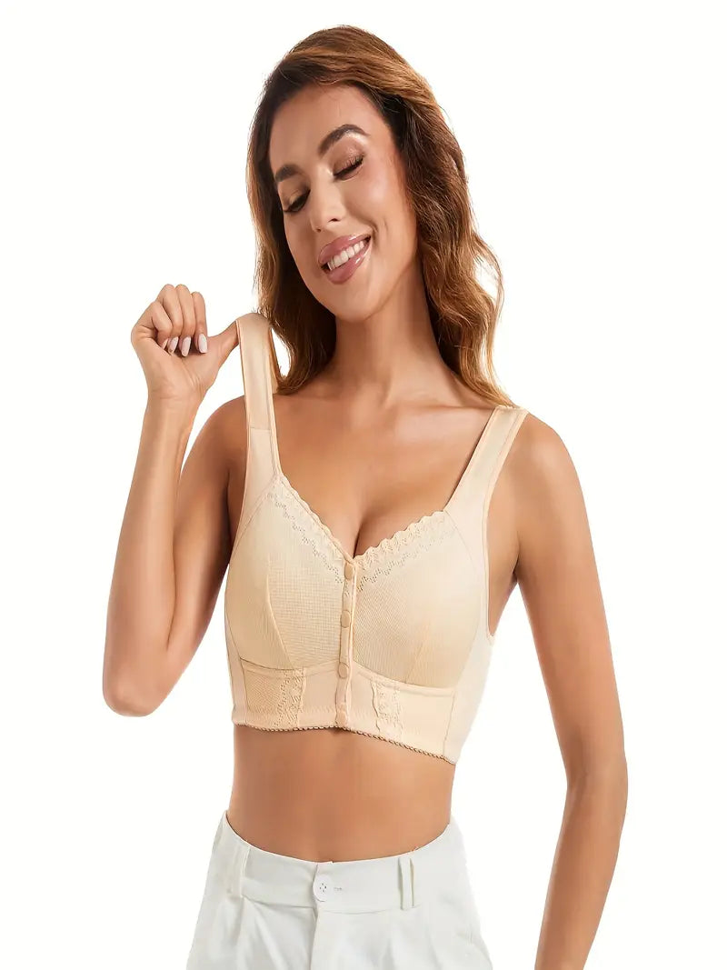 Elegant Floral Vest-Style Oversized Lace Wireless Bra