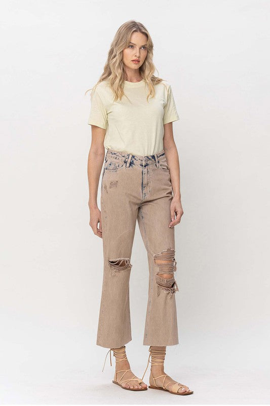 Distressed Casual 90s Vintage Crop Flare