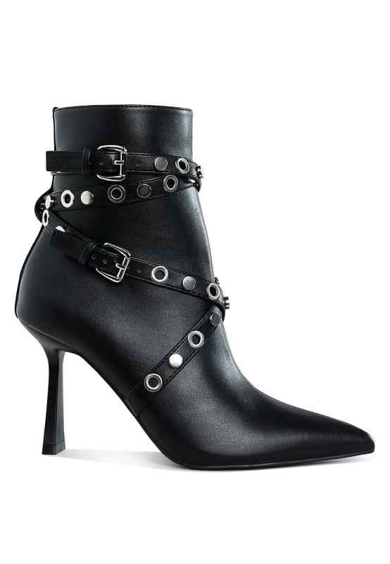 Jacinta Slim Flared Heel Strappy Boots