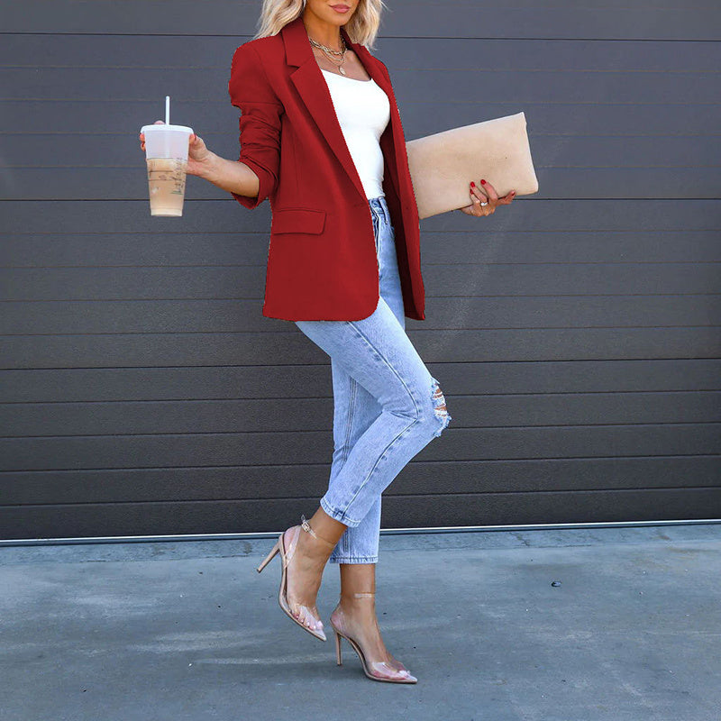 Casual Open Front Long Sleeve Suit Jacket Blazer