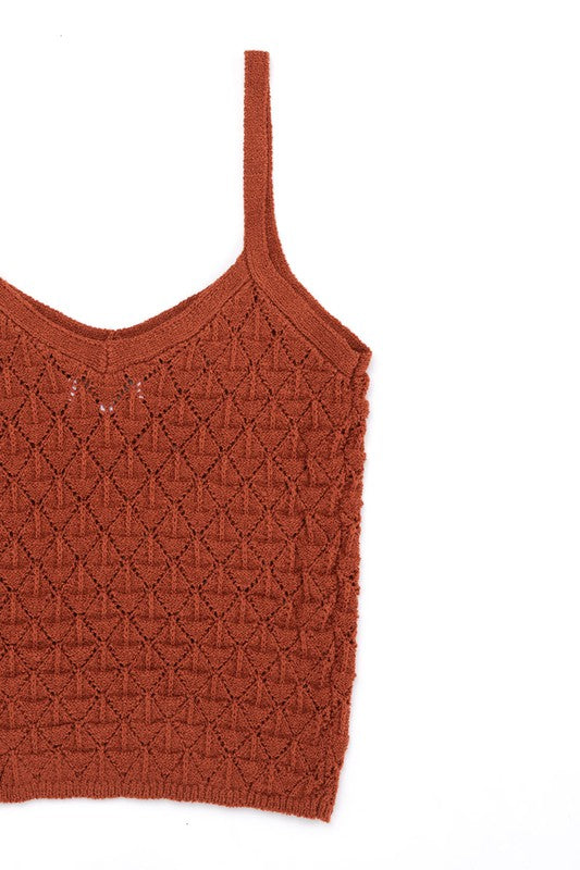Sleeveless Crochet Knit Tank Top