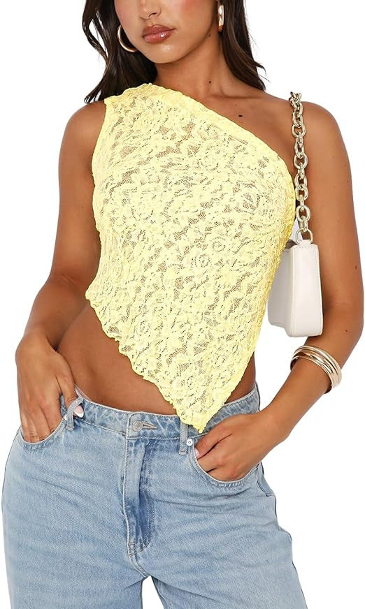 Lace Backless Top - Asymmetrical Summer Tank Top