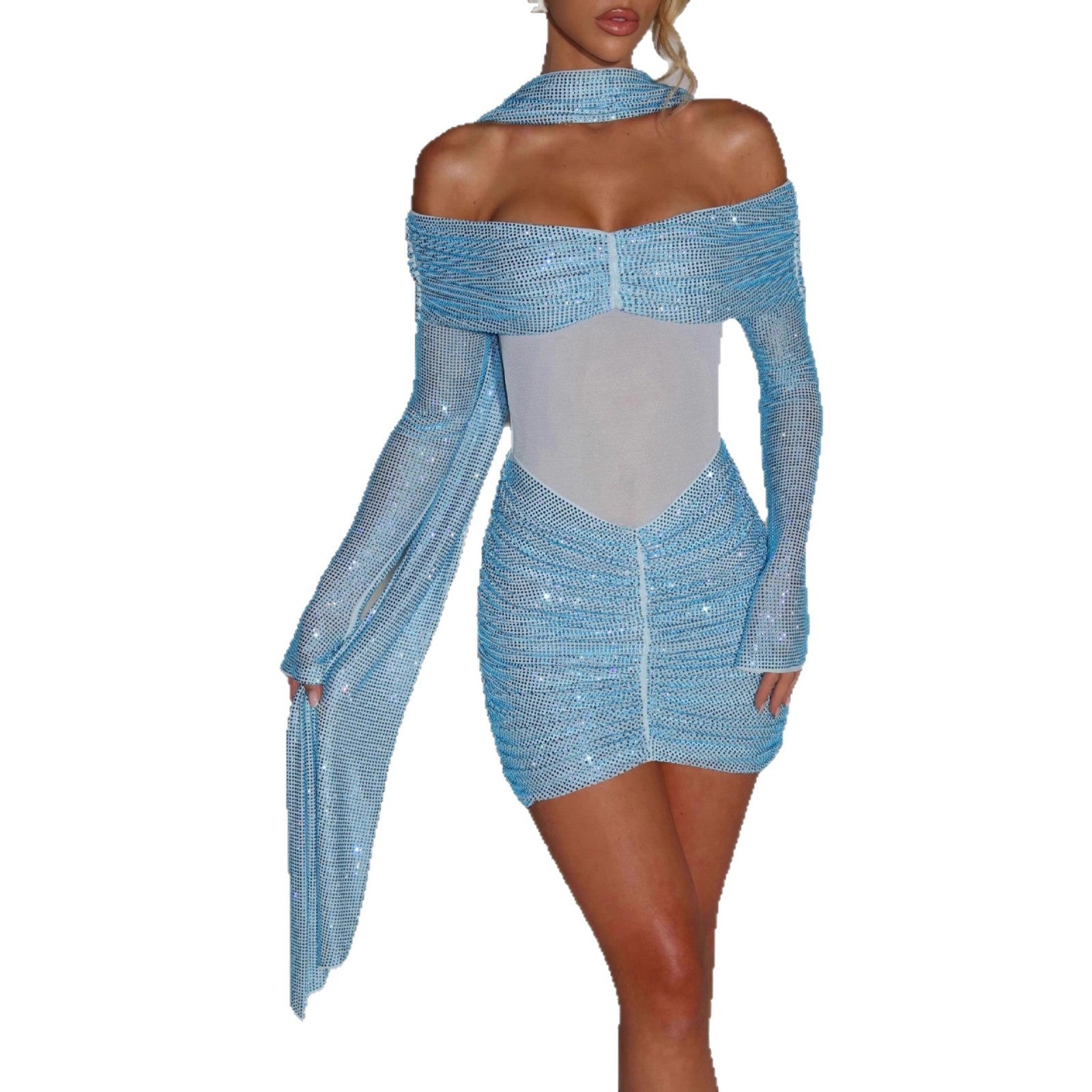 Rhinestone Tube Top Mini Dress - Waist-Tight Glamour - Fashions Envy