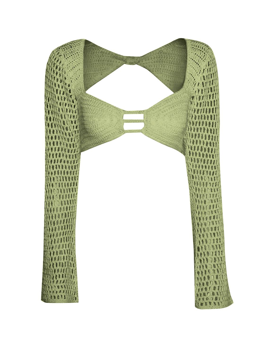 Tied Long Sleeve Top and Skirt Cover Up Set - Fashions Envy