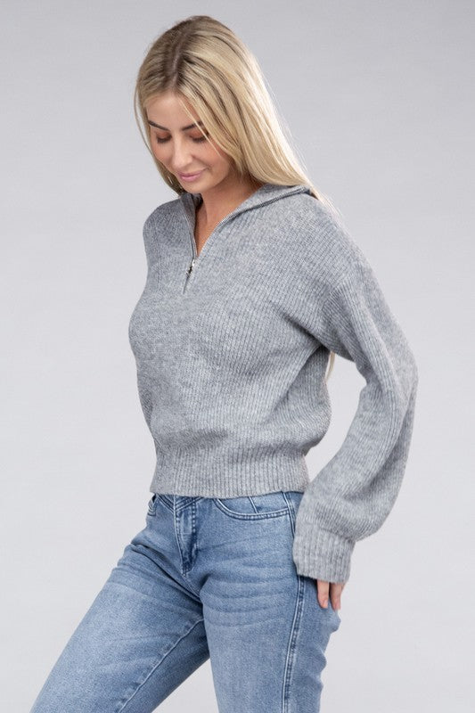 Easy-Wear Half-Zip Pullover Sweatshirt