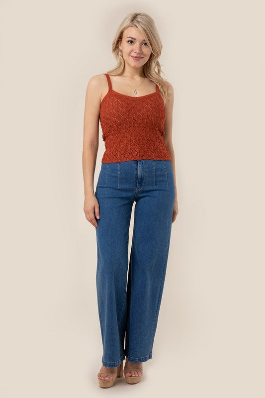 Sleeveless Crochet Knit Tank Top