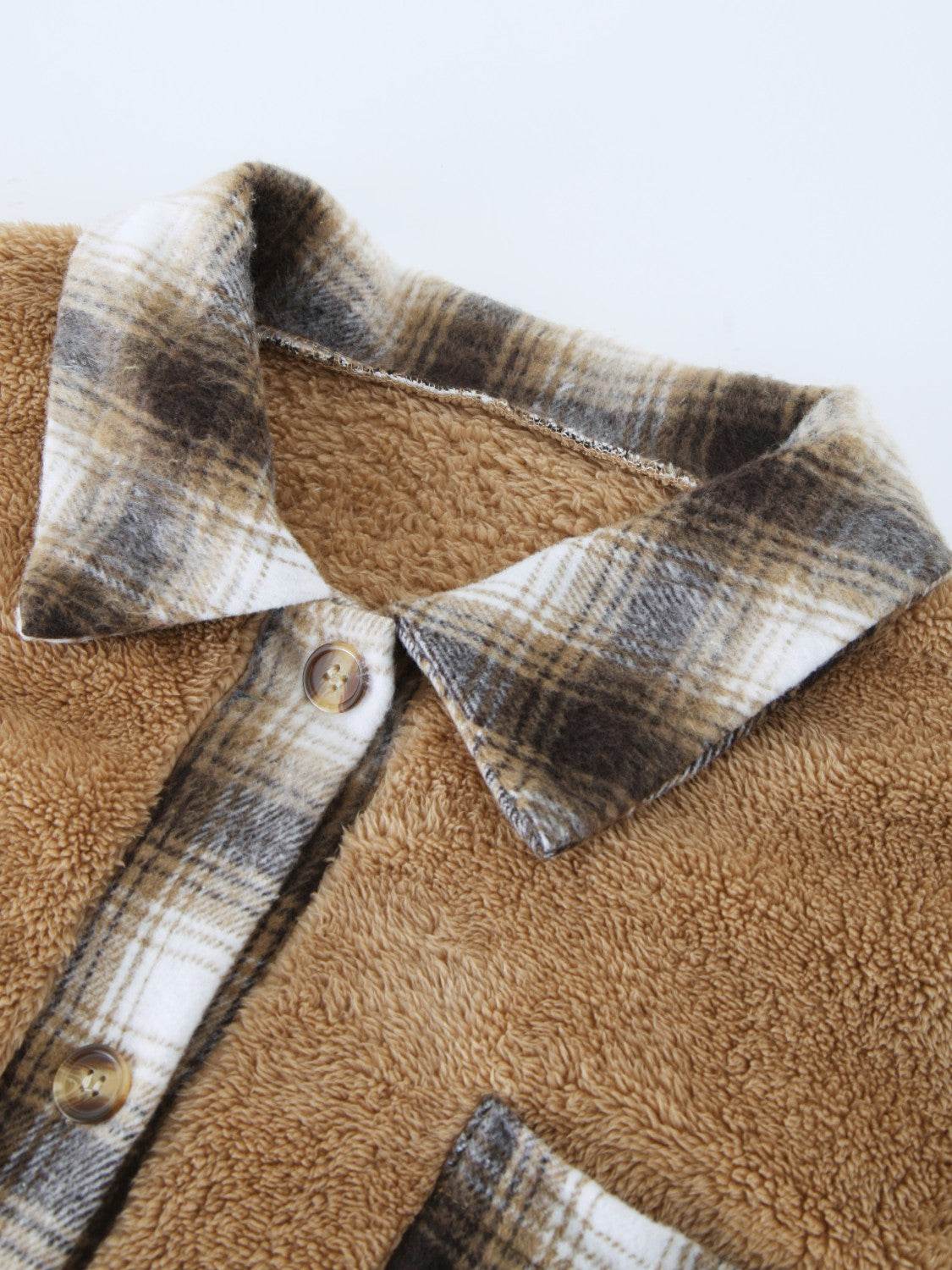 Plaid Contrast Dropped Shoulder Coat - Fashions Envy