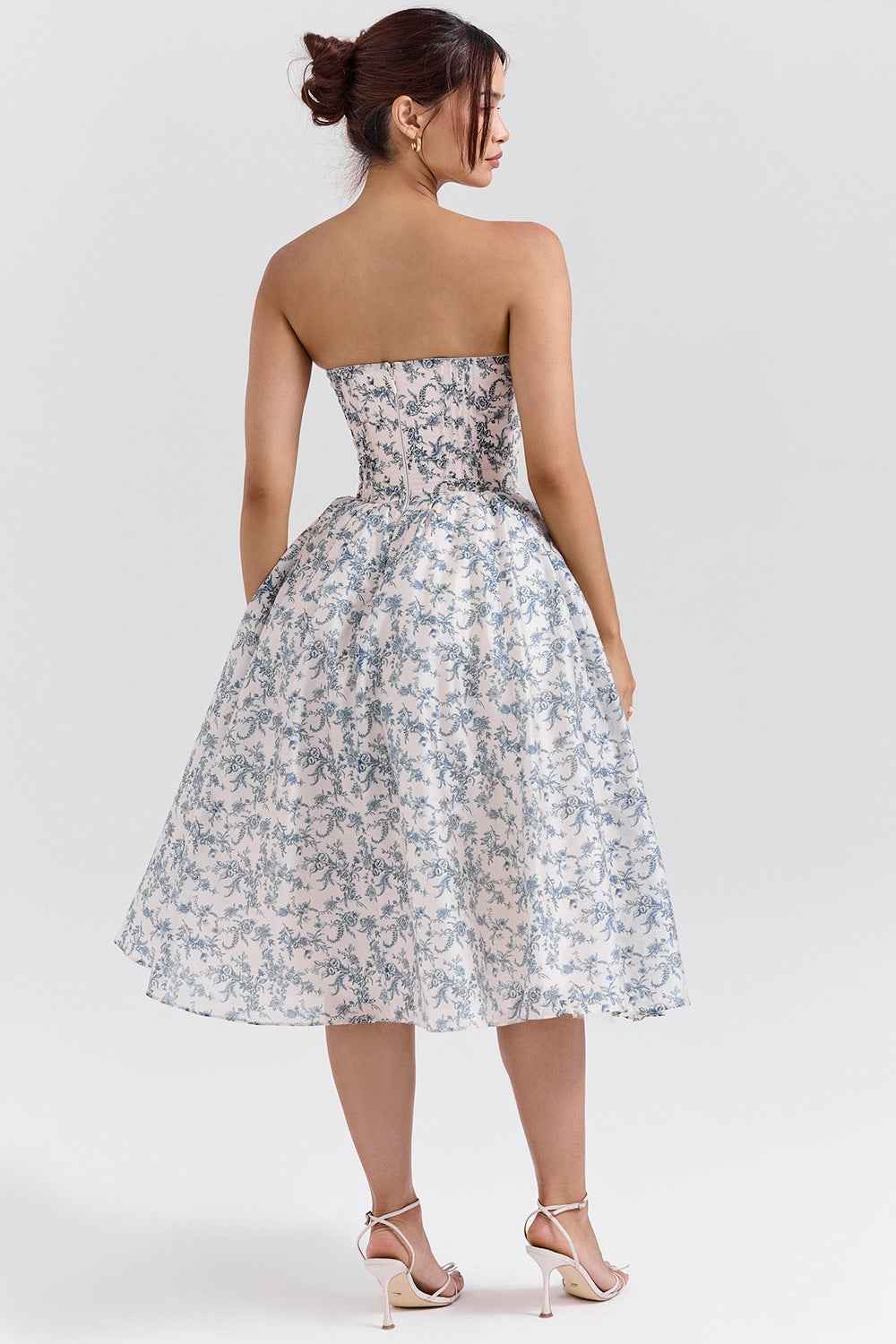 Sweetheart Midi Dress - Strapless Flared A-Line Skirt
