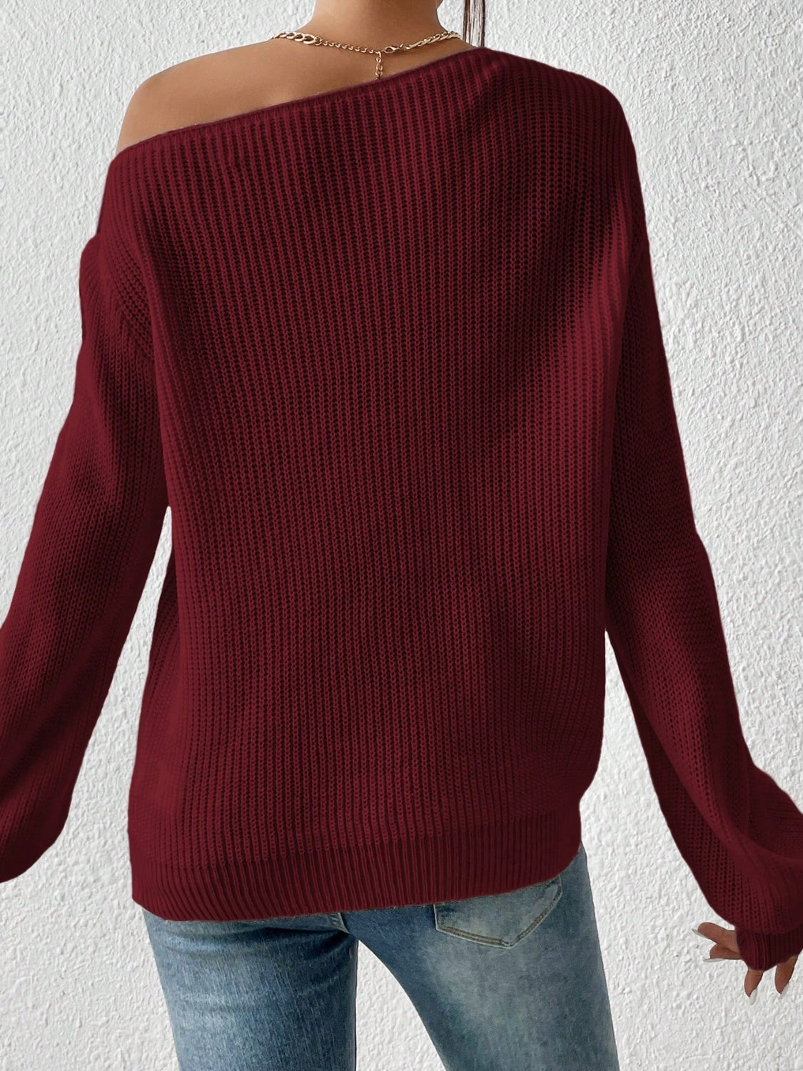 Honey Single Shoulder Long Sleeve Sweater - Fashions Envy