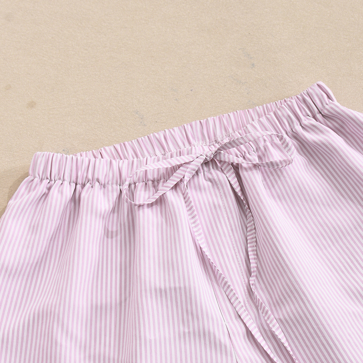 Striped Tube Top and Shorts Set - Pink Strapless Outfit