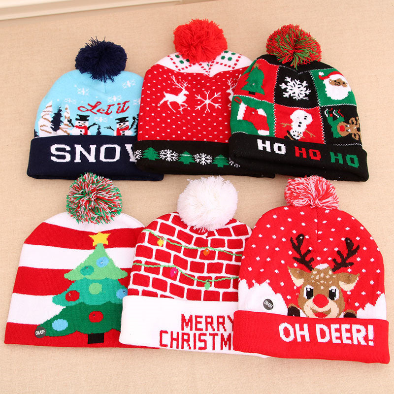 LED Christmas Beanie - Light-Up Knitted Holiday Hat