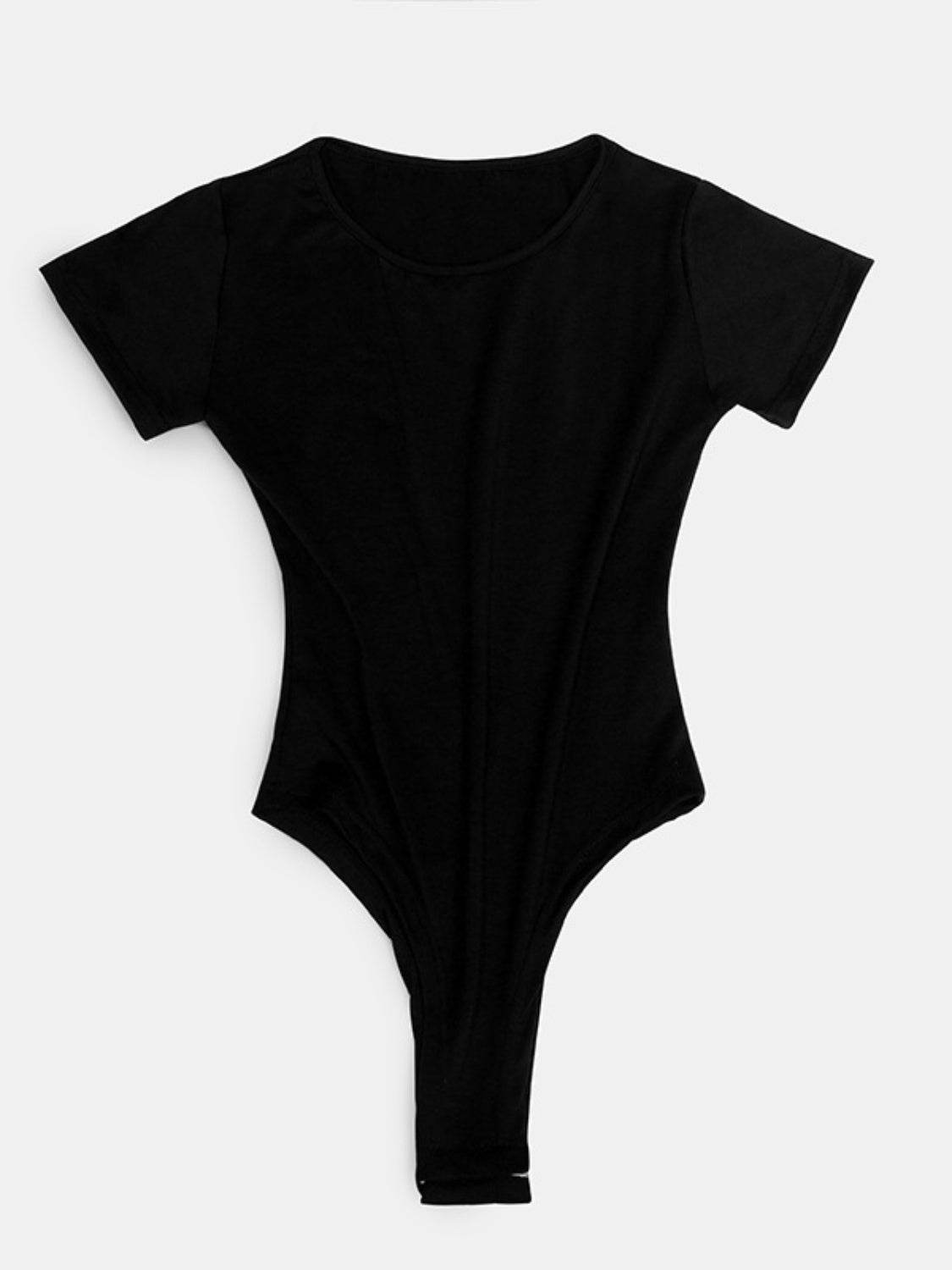 Full Size Round Neck Short Sleeve Bodysuit - Fashions Envy