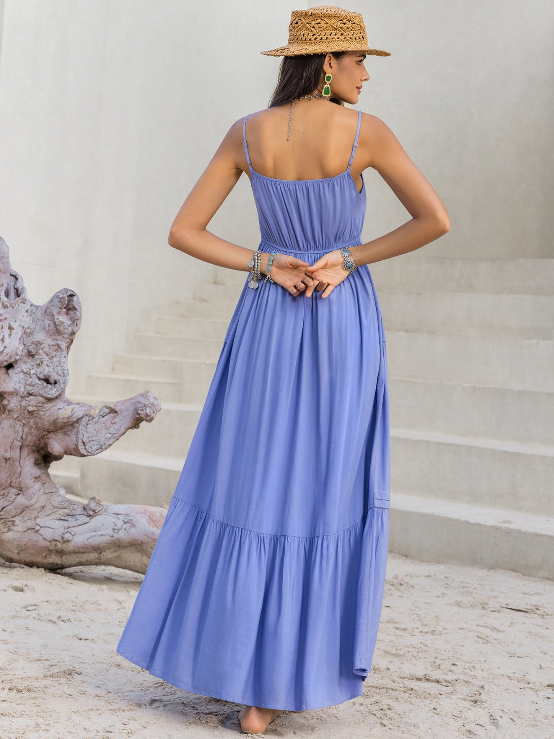 Lace Detail V-Neck Cami Maxi Dress