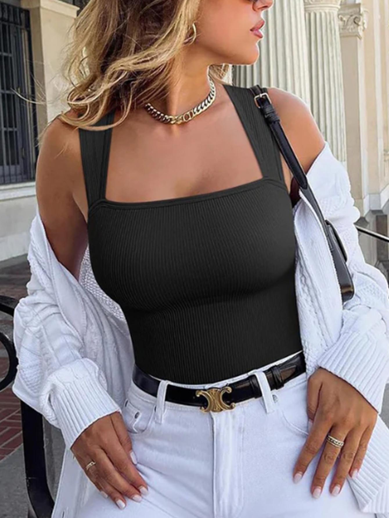 Women's One-piece Sleeveless Square Neck Skinny Yoga Bodysuit