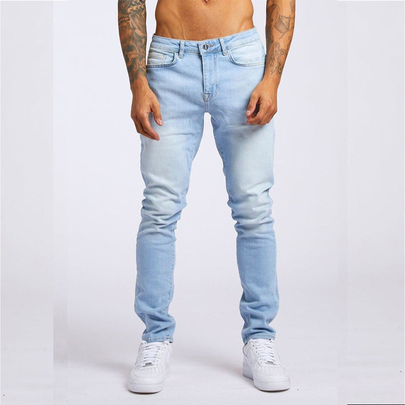 Men's High Waist Slim Fit Jeans - Casual Fashion Denim