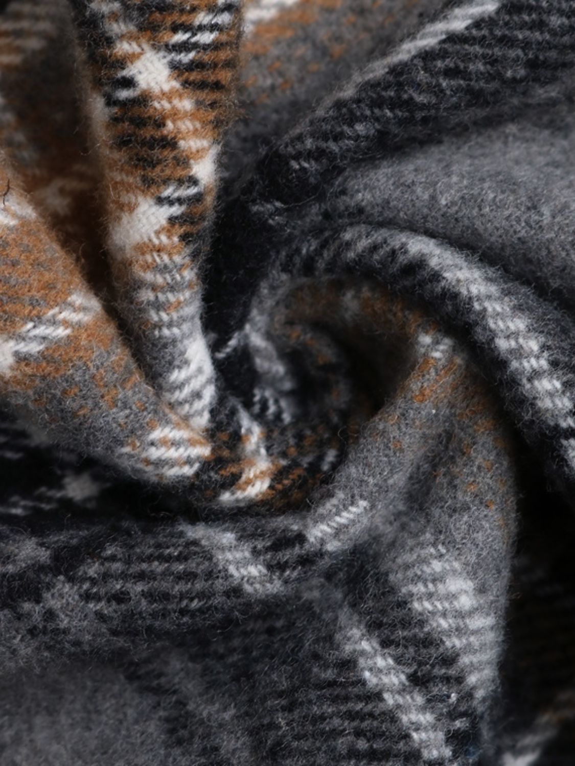 Black Plaid Sweatshirt - Lace Detail Long Sleeve Top