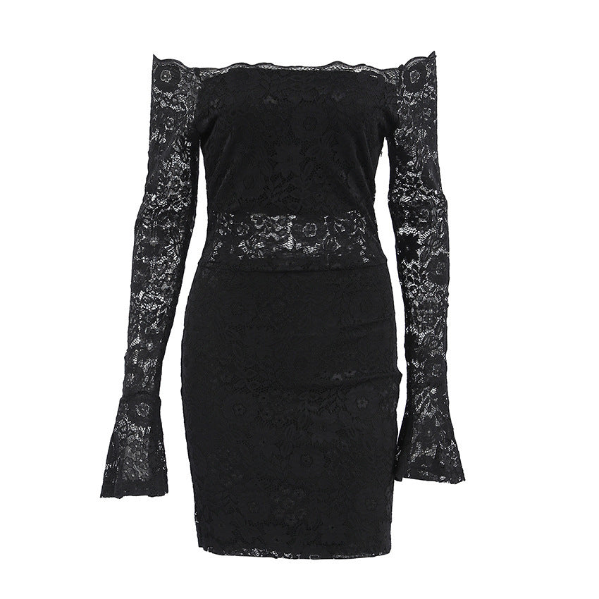 Off-Shoulder Lace Dress - Black Bodycon Mini Dress