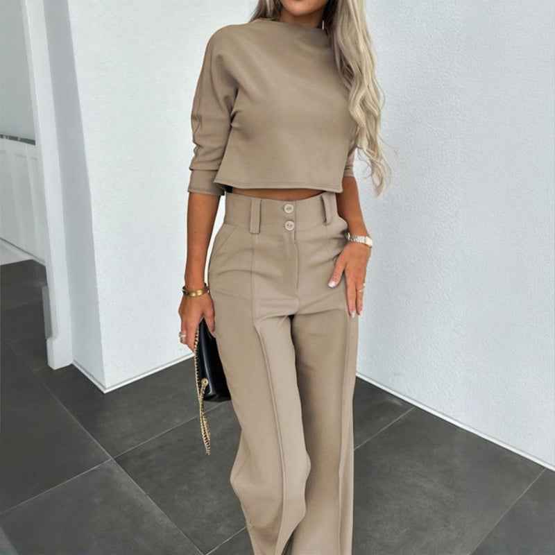 Professional Two-Piece Set - Cropped Top & Pants