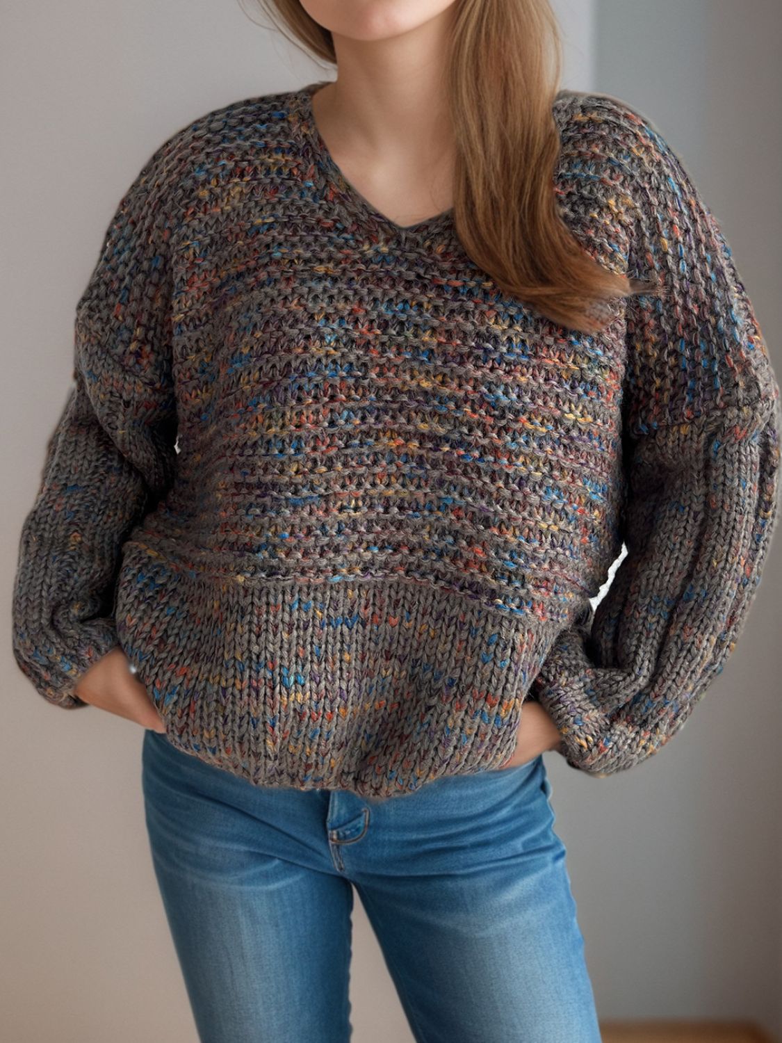 Dropped Shoulder Sweater - Cozy Long Sleeve Style