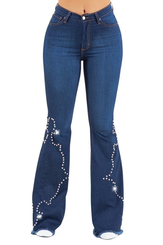 High Rise Santa Fe Bell Bottom Jeans - Inseam 32"